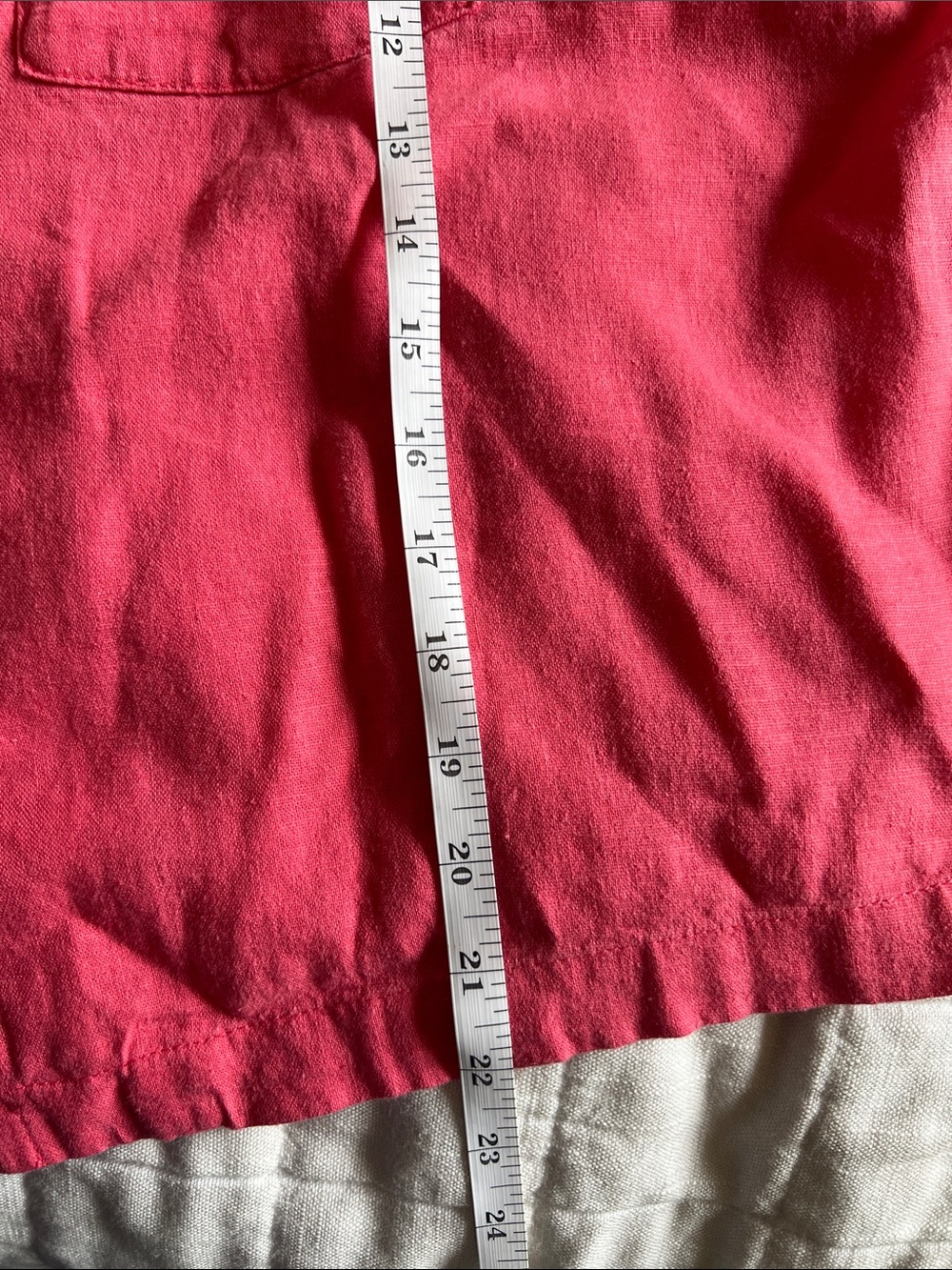 a new day Target Coral Pink Short Sleeve Button Front Linen Camp Summer Shirt M - Picture 9 of 9